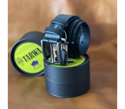 Шкіряний чорний ремінь гладкий TARWA A14077-02 ширина 40мм