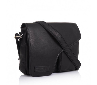 Кожаная мужская сумка через плечо черная Hill Burry HB3062
