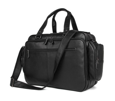 Велика шкіряна чорна сумка 7150A John McDee