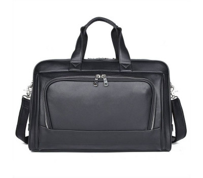 Велика шкіряна сумка 47см в дорогу або для ноутбука John McDee 7408A
