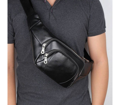 Шкіряна напоясная сумка бананка через плече John McDee 3023a