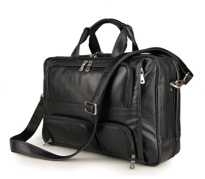 Багатофункціональний портфель на три відділення з натуральної шкіри John McDee JD7289A