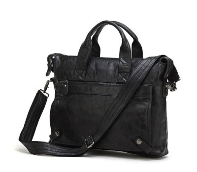 Шкіряна натуральна сумка на кожен день, чорна 7120A