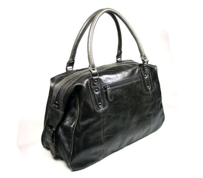 Стильна вінтажна шкіряна дорожня сумка сіра 7071J