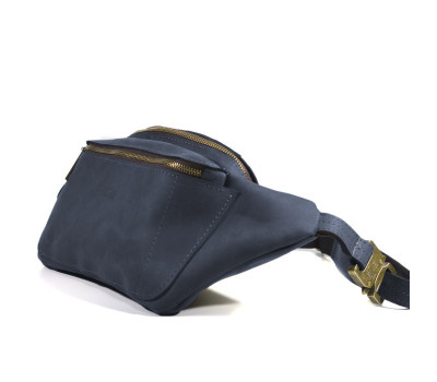 Сумка бананка синя шкіряна, сумка на пояс TARWA RK-3012-3md
