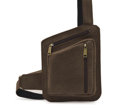 Кожаная нагрудная сумка, сумка-слинг из лошадиной кожи TARWA RC-235-3md