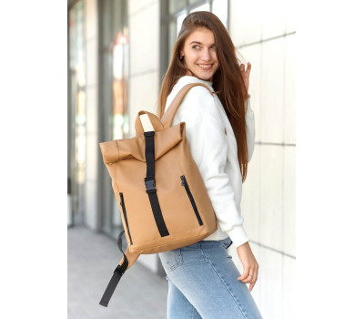 Женский рюкзак Sambag RollTop One бежевый