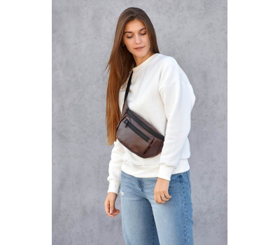 Женская поясная сумка бананка Sambag Tirso шоколадная