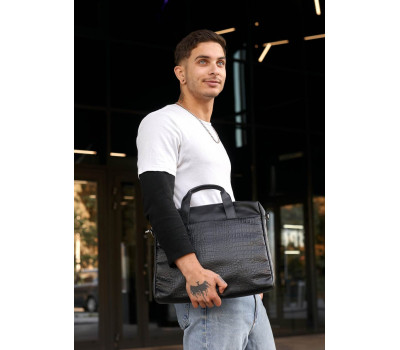 Сумка для ноутбука Sambag  черная крокодил