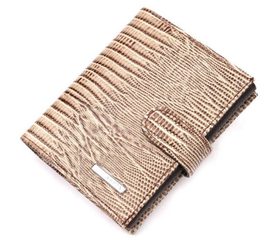 Гарний гаманець із натуральної фактурної шкіри KARYA 21041 Бежевий