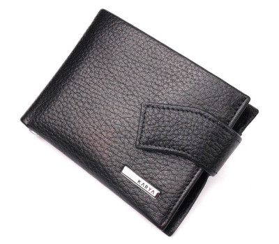 Класичний чоловічий затиск із натуральної шкіри KARYA 21042 Чорний