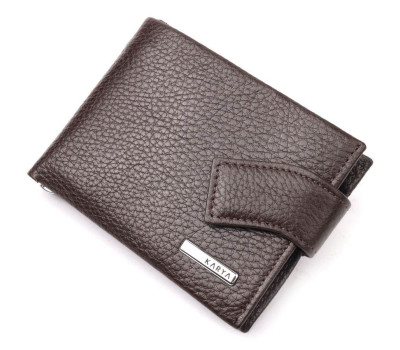 Практичный мужской зажим из натуральной кожи KARYA 21045 Коричневый