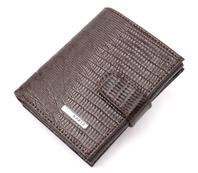 Лакированное мужское портмоне из фактурной кожи KARYA 21046 Коричневый