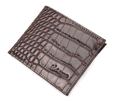 Практичный мужской кошелек из фактурной кожи под рептилию KARYA 21050 Коричневый