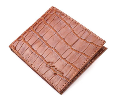 Небольшой мужской кошелек из фактурной кожи под рептилию KARYA 21051 Коричневый