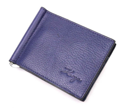 Відмінний чоловічий затискач із зернистої шкіри KARYA 21057 Синій