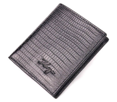 Красивый мужской кошелек из фактурной кожи под рептилию KARYA 21059 Черный