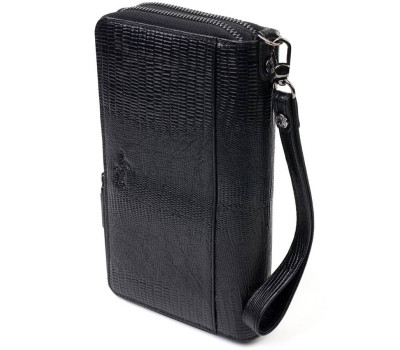 Стильний чоловічий клатч на два відділення KARYA 20852 шкіряний Чорний