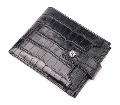 Стильний чоловічий гаманець із фактурної шкіри під рептилію KARYA 21065 Чорний