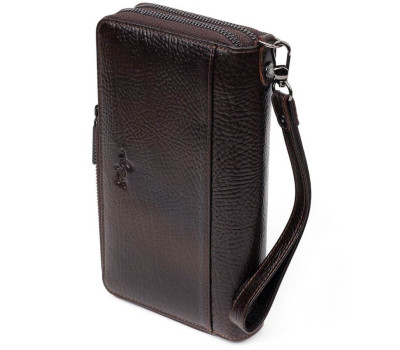 Практичний чоловічий клатч на два відділення KARYA 20853 шкіряний Коричневий