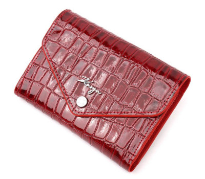 Лакований горизонтальний жіночий гаманець з монетницею з натуральної шкіри під крокодила KARYA 21073