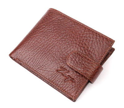 Практичний чоловічий гаманець з хлястиком із натуральної шкіри KARYA 21075 Світло-коричневий