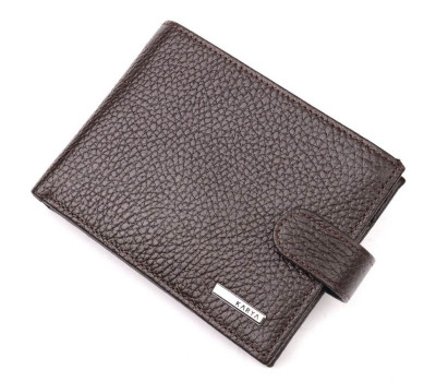 Містке чоловіче портмоне з хлястиком з натуральної шкіри KARYA 21081 Коричневий