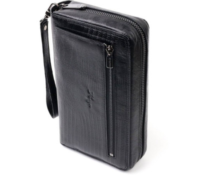 Стильний чоловічий клатч із фактурної шкіри KARYA 20855 Чорний