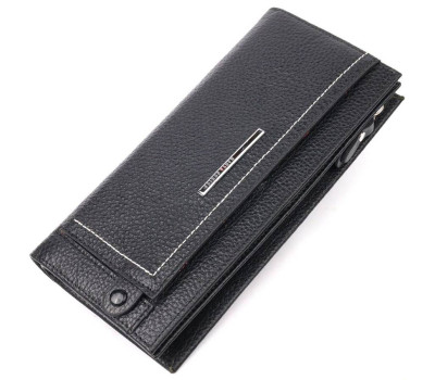 Практичный женский горизонтальный кошелек из натуральной кожи KARYA 21093 Черный