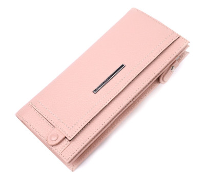 Нежный женский горизонтальный кошелек из натуральной кожи KARYA 21094 Пудровый