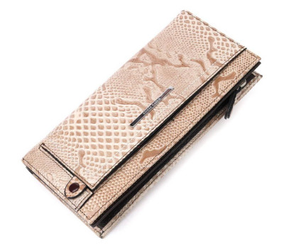 Стильний горизонтальний гаманець жіночий з натуральної фактурної шкіри KARYA 21101 Бежевий