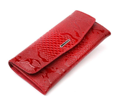 Красивий жіночий гаманець з клапаном із фактурної шкіри KARYA 21112 Червоний