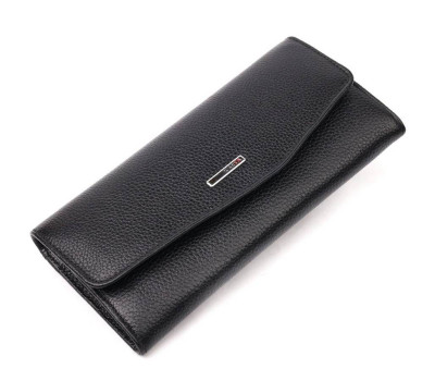 Жіночий гаманець з клапаном із гладкої шкіри KARYA 21116 Чорний