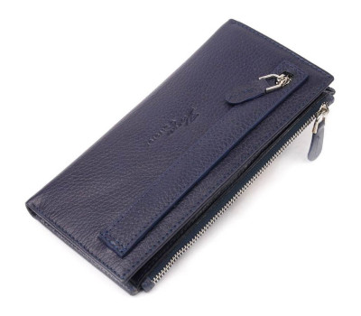 Надійний складаний гаманець із натуральної шкіри KARYA 21130 Синій