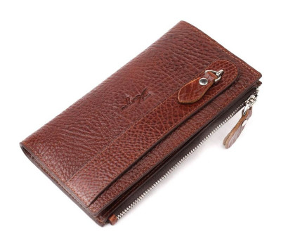Цікавий складний гаманець з натуральної шкіри KARYA 21131 Коричневий