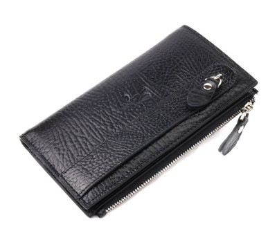 Практичний складаний гаманець з натуральної шкіри KARYA 21133 Чорний