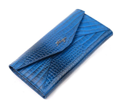 Жіночий гаманець із клапаном із натуральної фактурної шкіри KARYA 21147 Синій