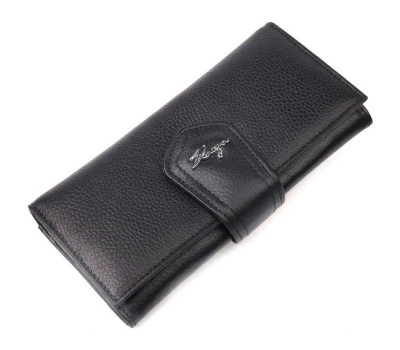 Стильний жіночий складаний гаманець з натуральної шкіри KARYA 21149 Чорний