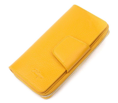 Місткий жіночий гаманець із натуральної шкіри KARYA 21150 Жовтий