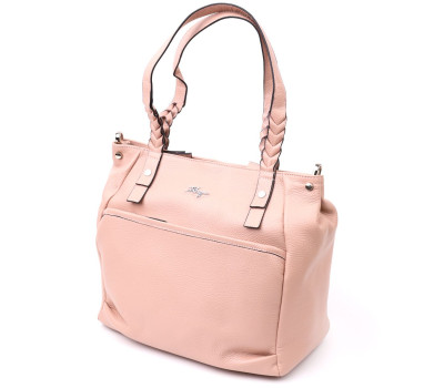 Стильна сумка жіноча з ручками KARYA 20861 шкіряна Пудровий