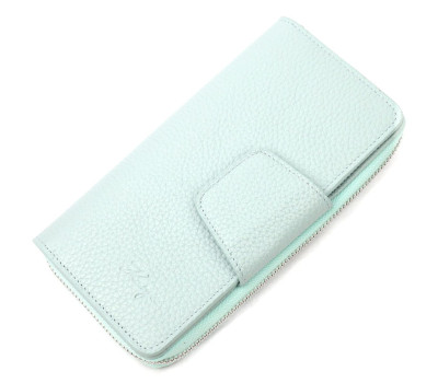 Цікавий вертикальний жіночий гаманець із натуральної шкіри KARYA 21157 Блакитний