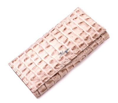 Жіночий гаманець з натуральної шкіри з тисненням під крокодила KARYA 21163 Бежевий