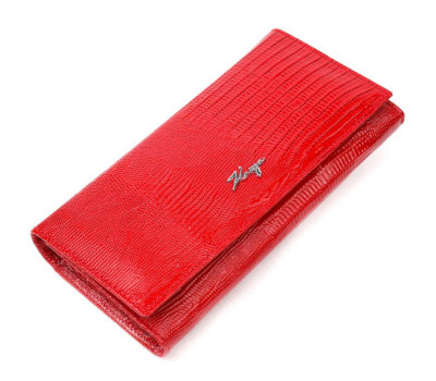 Лакований горизонтальний гаманець із фактурної натуральної шкіри KARYA 21171 Червоний