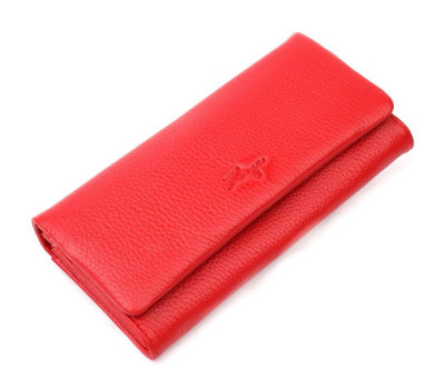 Цікавий місткий жіночий гаманець з натуральної шкіри KARYA 21178 Червоний