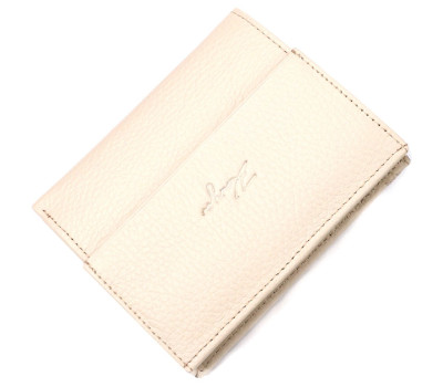 Компактний жіночий гаманець на магніті з натуральної шкіри KARYA 21189 Молочний