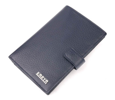 Вертикальне чоловіче портмоне з хлястиком із натуральної шкіри KARYA 21190 Синій