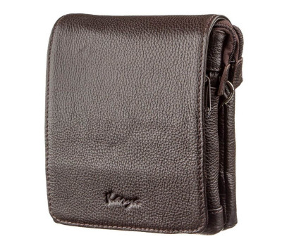 Вертикальна барсетка з натуральної шкіри флотар 17362 KARYA коричнева