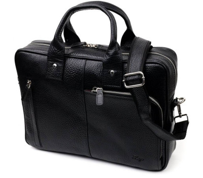 Містка сумка-портфель на плече KARYA 20971 шкіряна Чорний