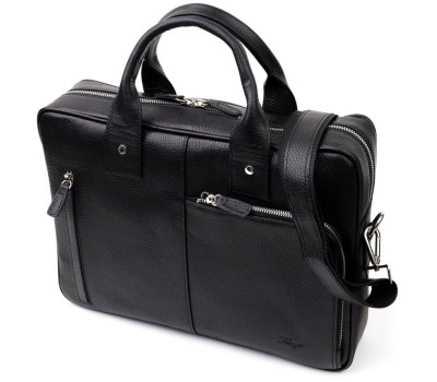 Міцна сумка-портфель із зернистої шкіри KARYA 20872 Чорний