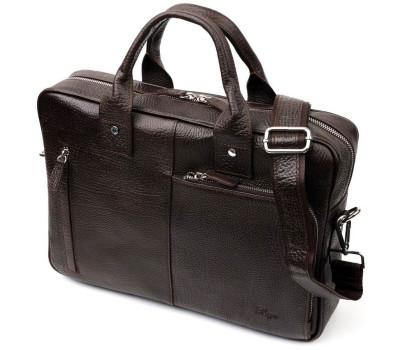 Надійна сумка-портфель на плече KARYA 20874 шкіряна Коричневий
